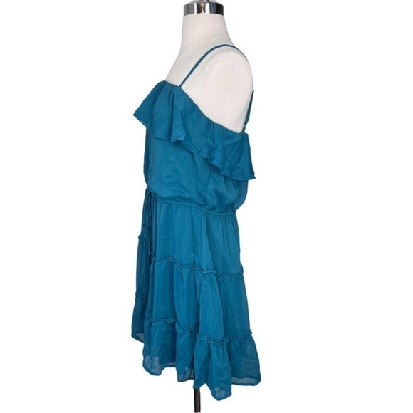 Nwt Daytrip Tiered Chiffon Mini Dress Teal size L - Picture 4 of 8